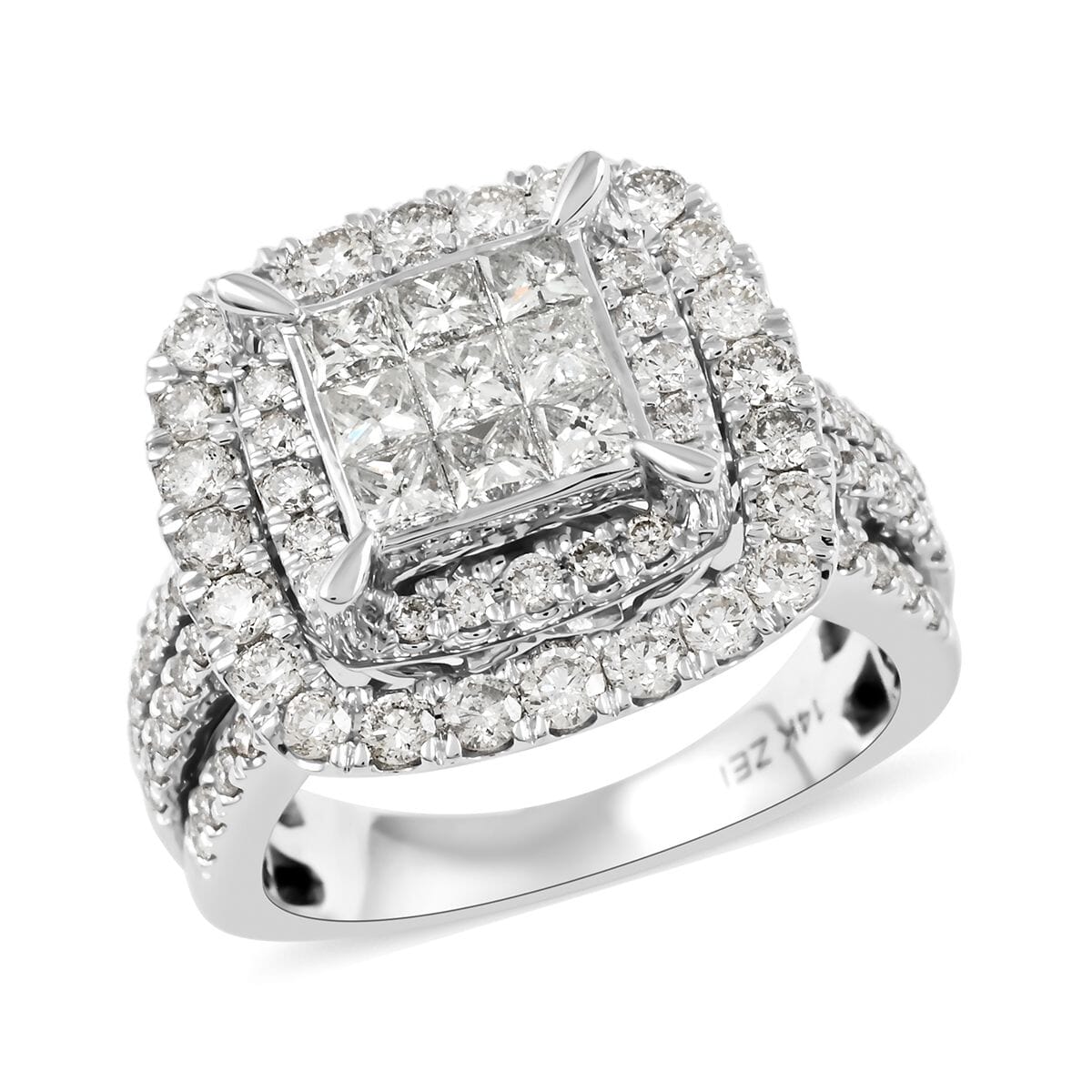 14K White Gold Diamond (G, SI2) Ring (7.10 g) 2.00 ctw image number 0
