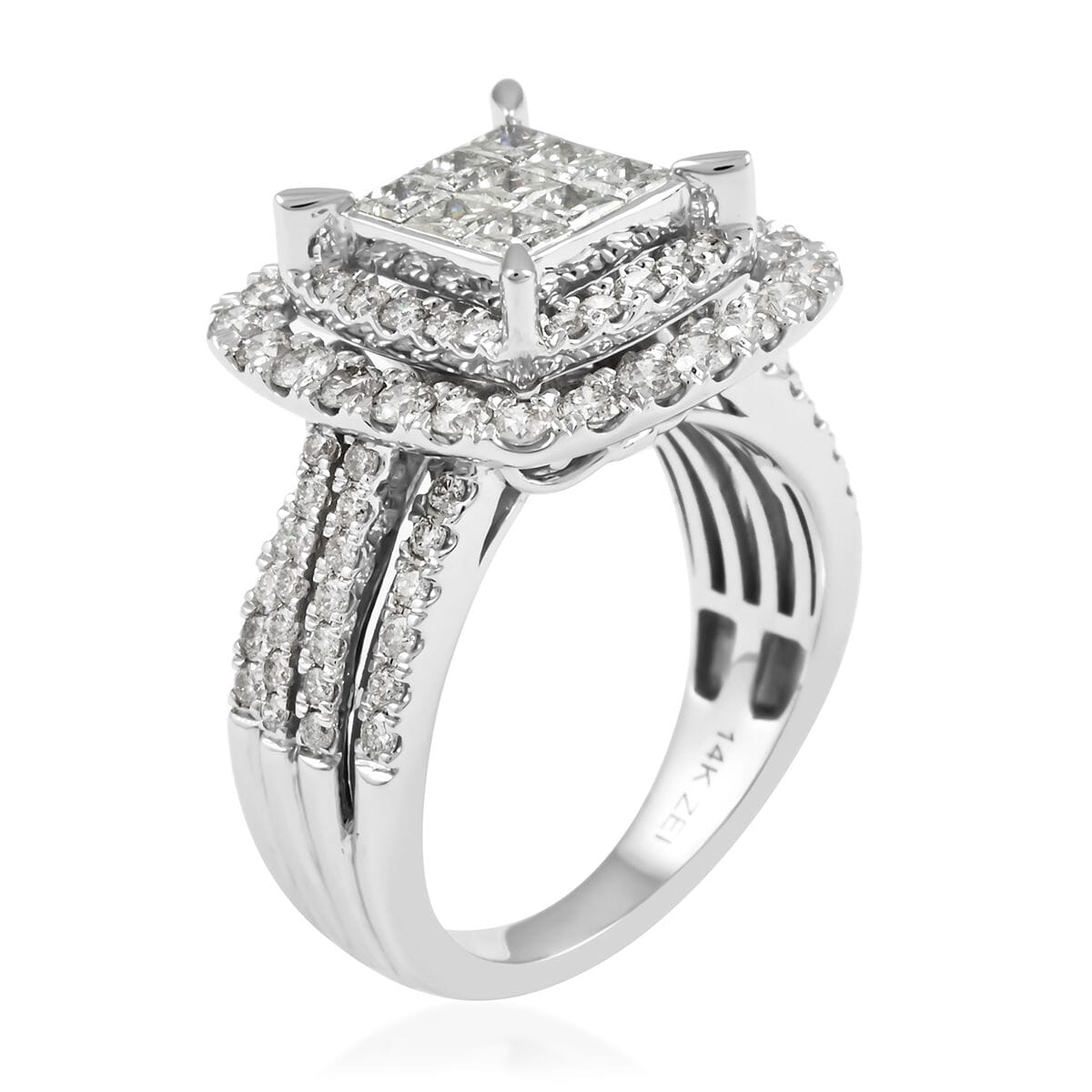 14K White Gold Diamond (G, SI2) Ring (7.10 g) 2.00 ctw image number 3