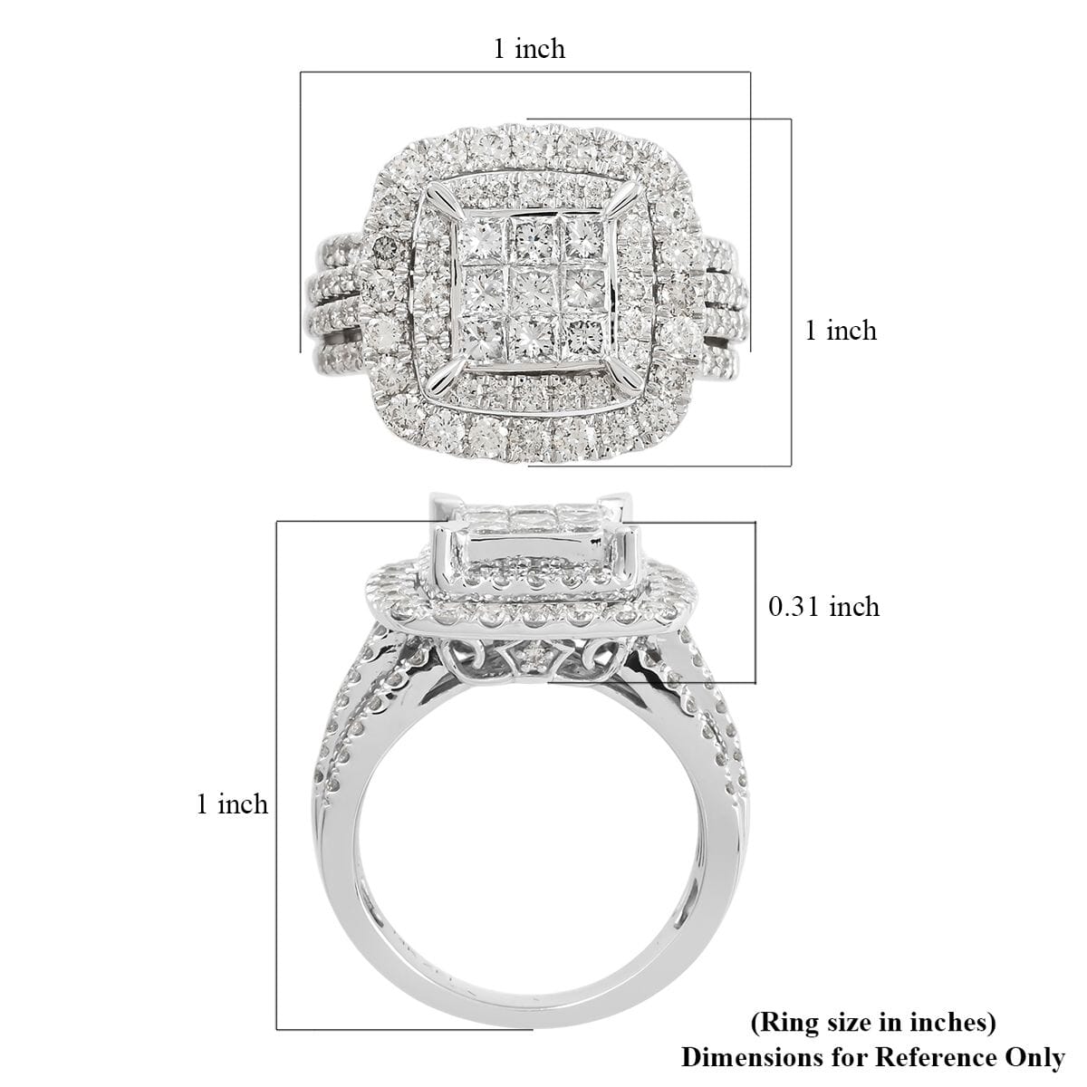 14K White Gold Diamond (G, SI2) Ring (7.10 g) 2.00 ctw image number 5