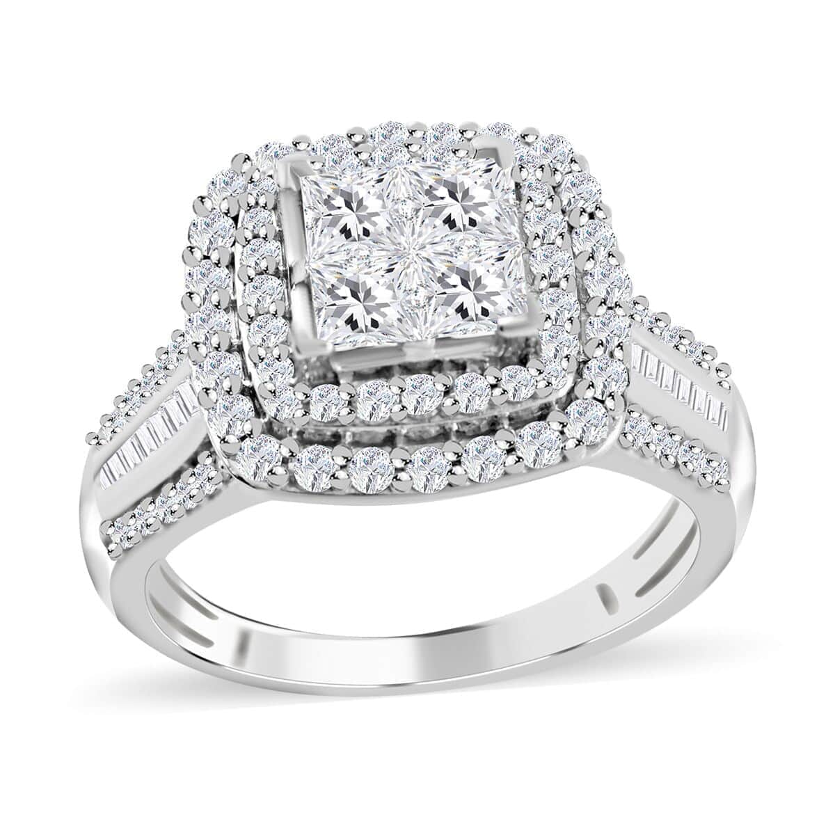 NY Closeout 10K White Gold Diamond Ring (Size 7.0) 5.70 Grams 1.75 ctw