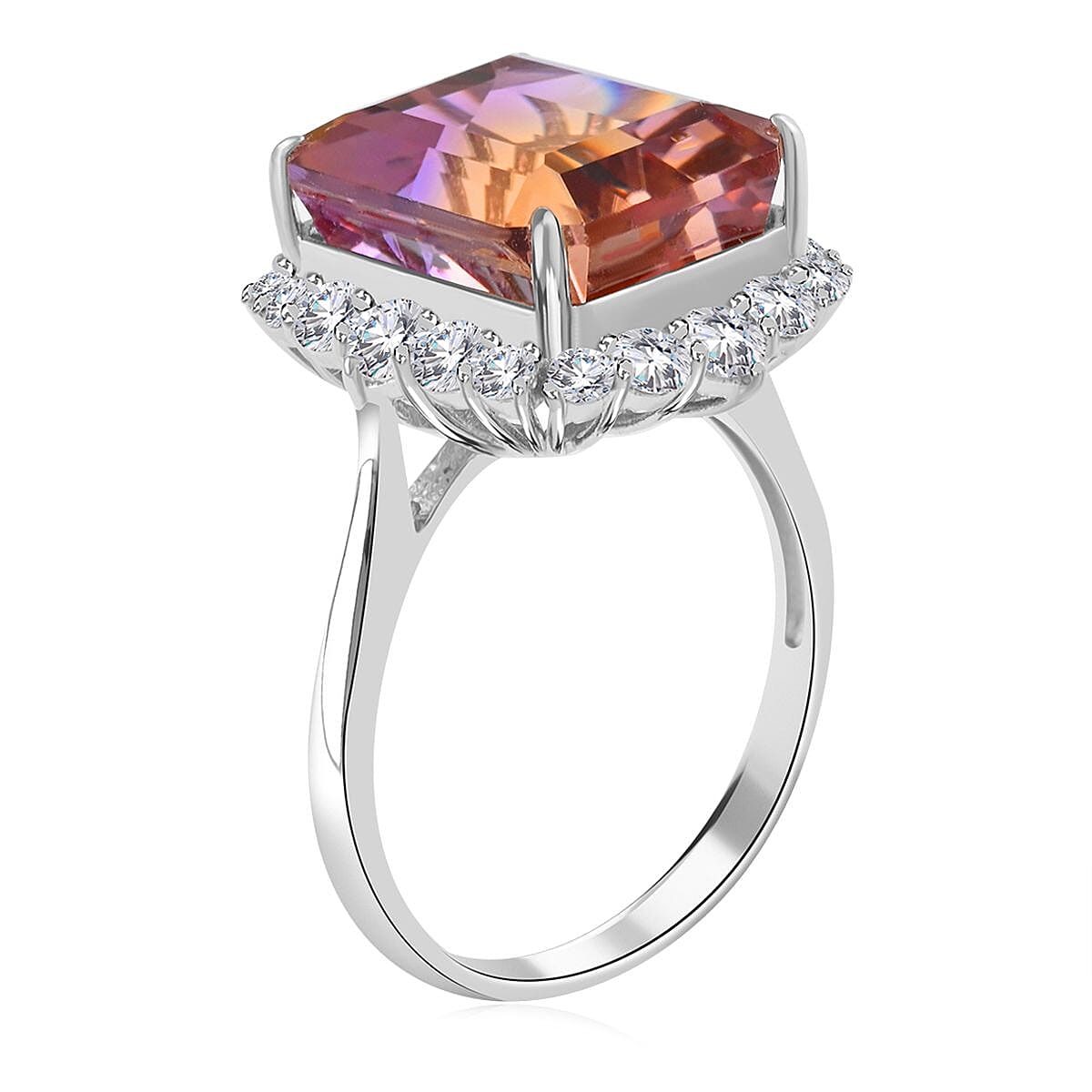 Anahi Ametrine and Moissanite Ring in Sterling Silver (Size 11.0) 11.30 ctw image number 3