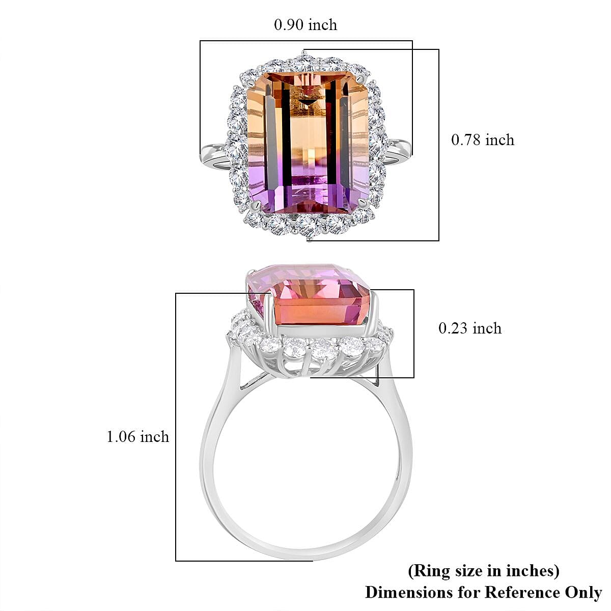 Anahi Ametrine and Moissanite Ring in Sterling Silver (Size 11.0) 11.30 ctw image number 5