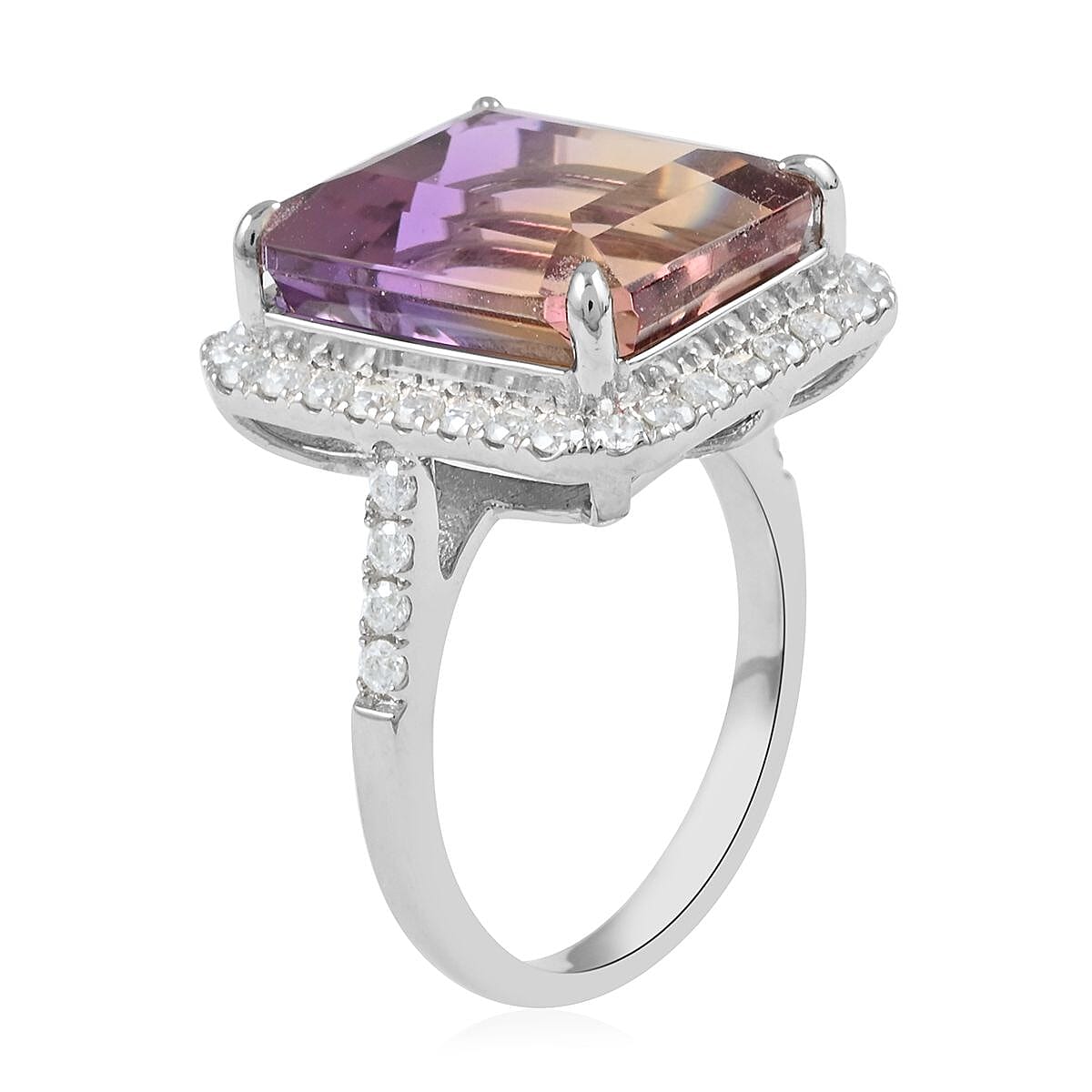 Ametrine , Moissanite Ring Sterling Silver 10.85 ctw image number 3