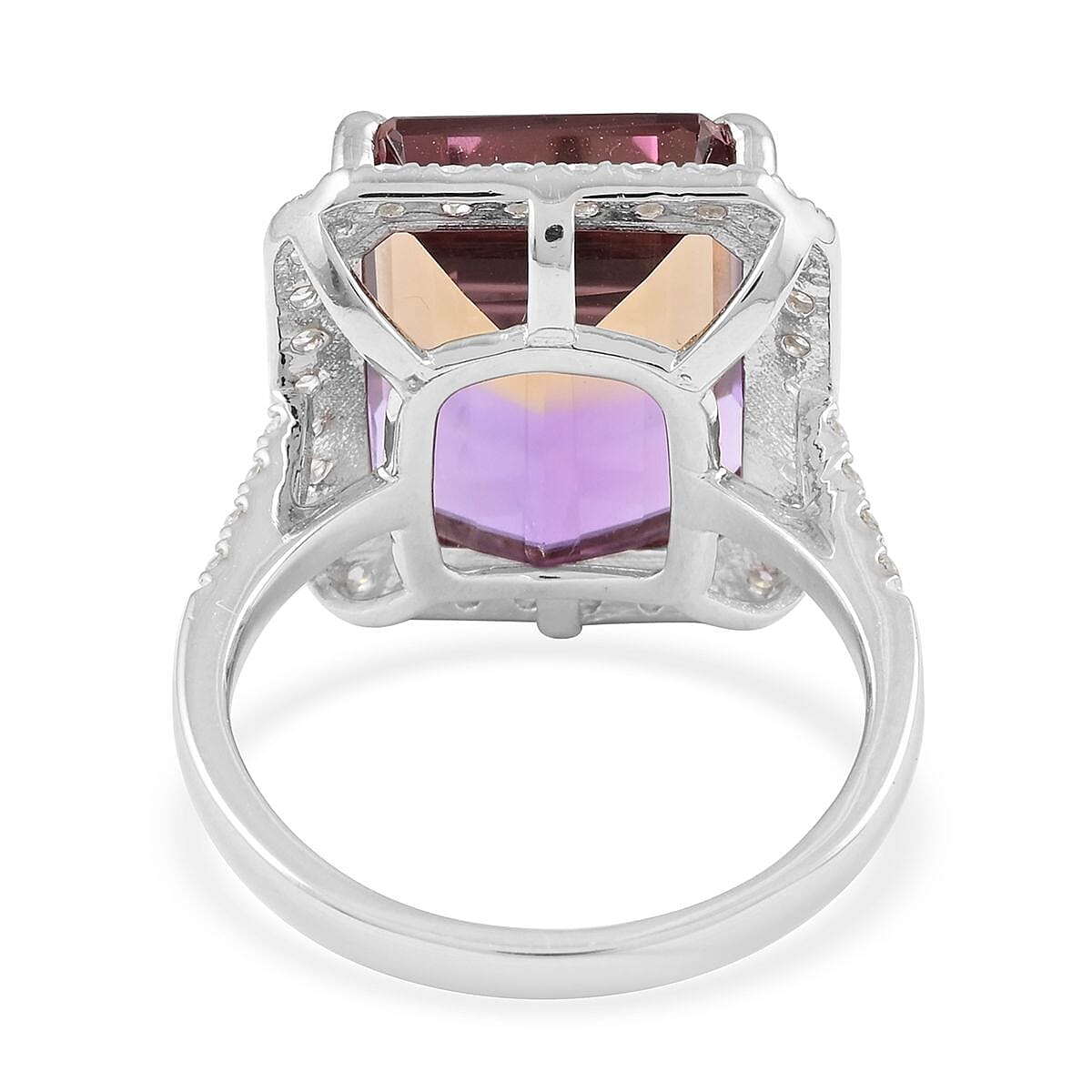 Ametrine , Moissanite Ring Sterling Silver 10.85 ctw image number 4