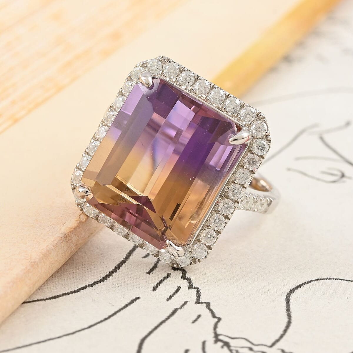 Anahi Ametrine and Moissanite Ring in Sterling Silver (Size 7.0) 10.85 ctw image number 1