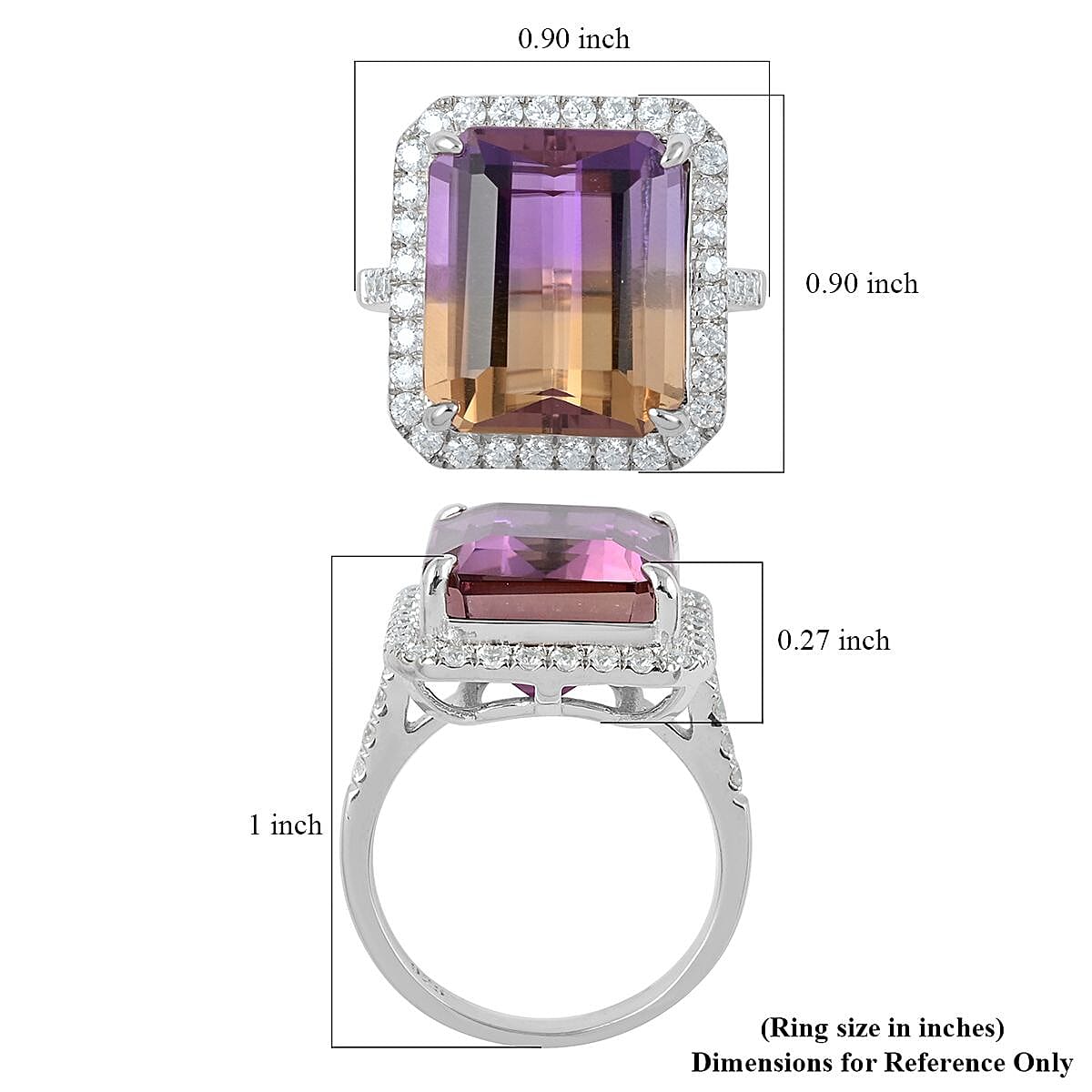 Anahi Ametrine and Moissanite Ring in Sterling Silver (Size 7.0) 10.85 ctw image number 4