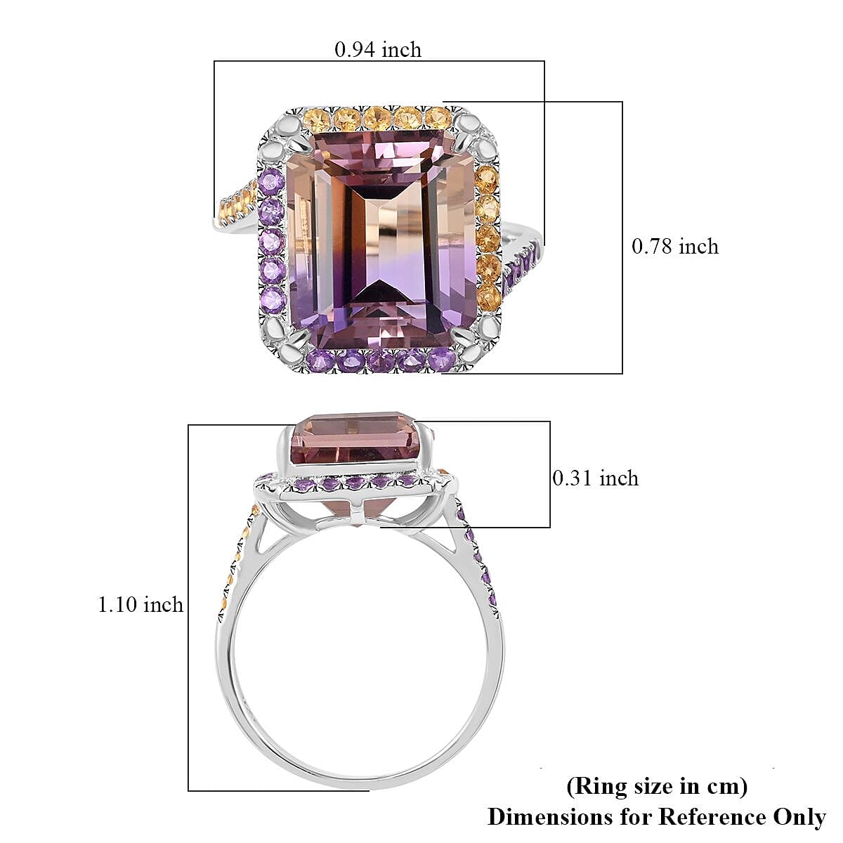 Premium Anahi Ametrine and Multi Gemstone Ring in Sterling Silver (Size 10.0) 10.00 ctw