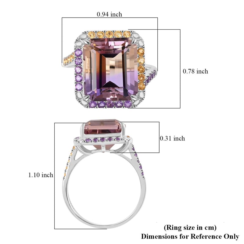 Premium Anahi Ametrine and Multi Gemstone Ring in Sterling Silver (Size 10.0) 10.00 ctw