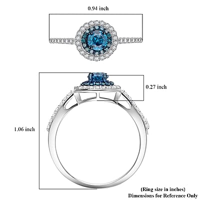 Venice Blue Diamond and Diamond I1-I2 1.00 ctw A Touch of Luxury Ring in Rhodium and Platinum Over Sterling Silver (Size 10.0)