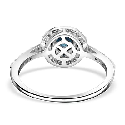 Venice Blue Diamond and Diamond I1-I2 1.00 ctw A Touch of Luxury Ring in Rhodium and Platinum Over Sterling Silver (Size 9.0)