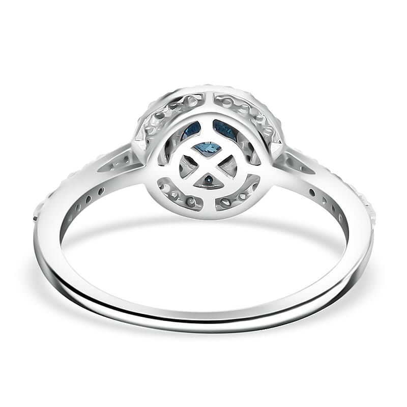 Venice Blue Diamond and Diamond I1-I2 1.00 ctw A Touch of Luxury Ring in Rhodium and Platinum Over Sterling Silver (Size 9.0)