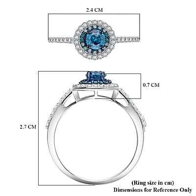 Venice Blue Diamond and Diamond I1-I2 1.00 ctw A Touch of Luxury Ring in Rhodium and Platinum Over Sterling Silver (Size 9.0)