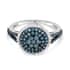 Venice Blue Diamond and I1-I2 Diamond Cluster Ring in Rhodium and Platinum Over Sterling Silver (Size 9.0) 1.00 ctw image number 0