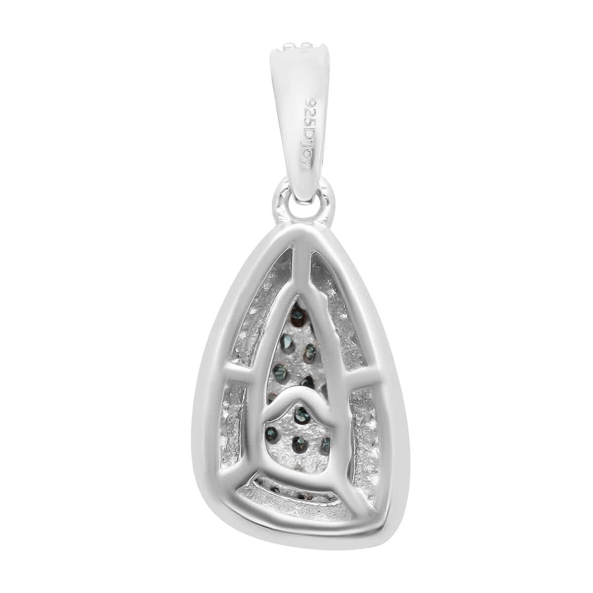 Venice Blue Diamond and Diamond I1-I2 Cluster Pendant in Rhodium & Platinum Over Sterling Silver 0.33 ctw image number 4