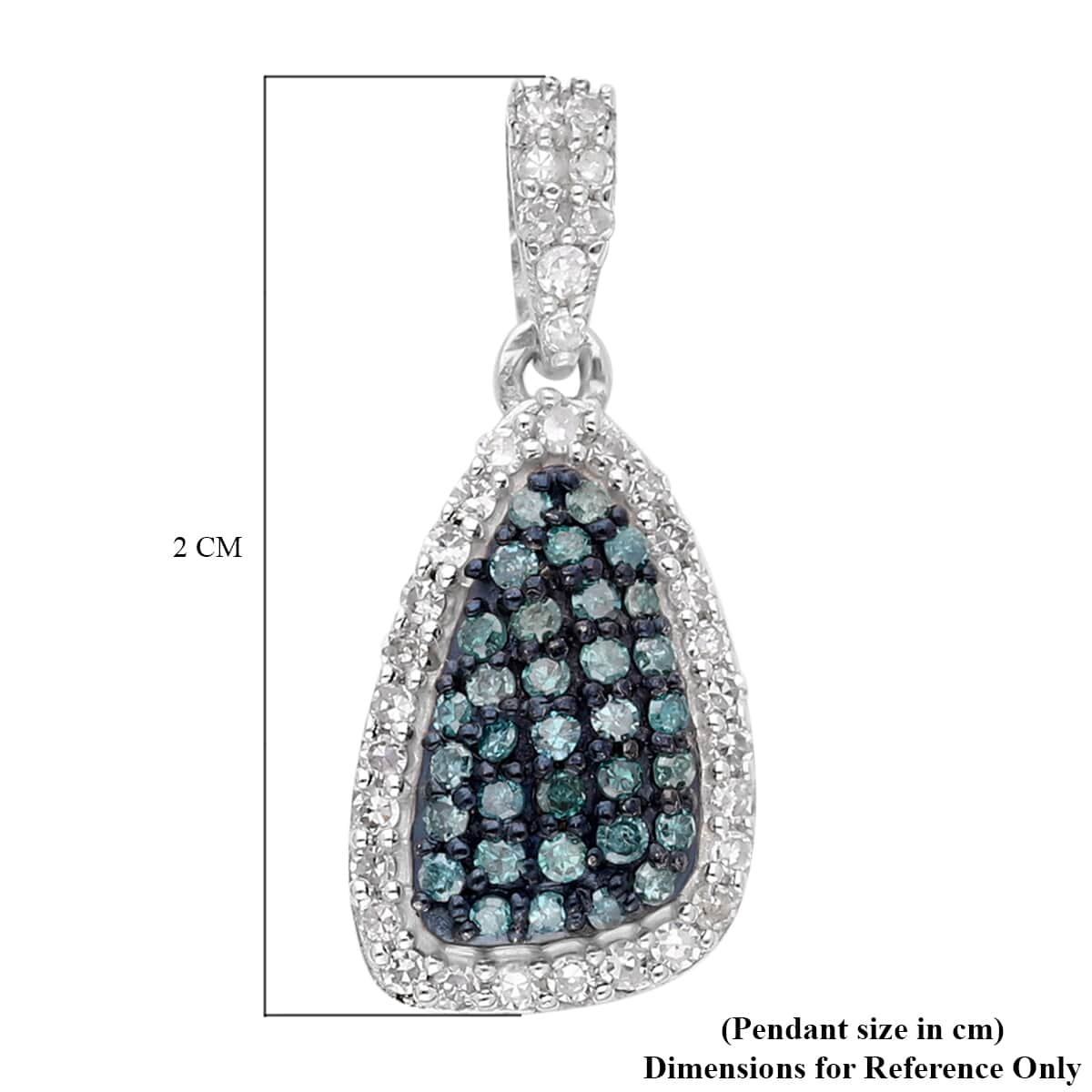 Venice Blue Diamond and Diamond I1-I2 Cluster Pendant in Rhodium & Platinum Over Sterling Silver 0.33 ctw image number 5