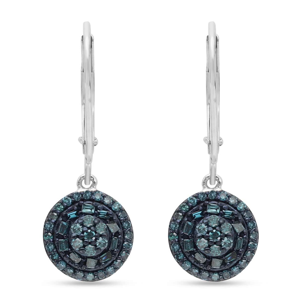 Venice Blue Diamond I1-I2 Cocktail Earrings in Rhodium and Platinum Over Sterling Silver 0.50 ctw image number 0
