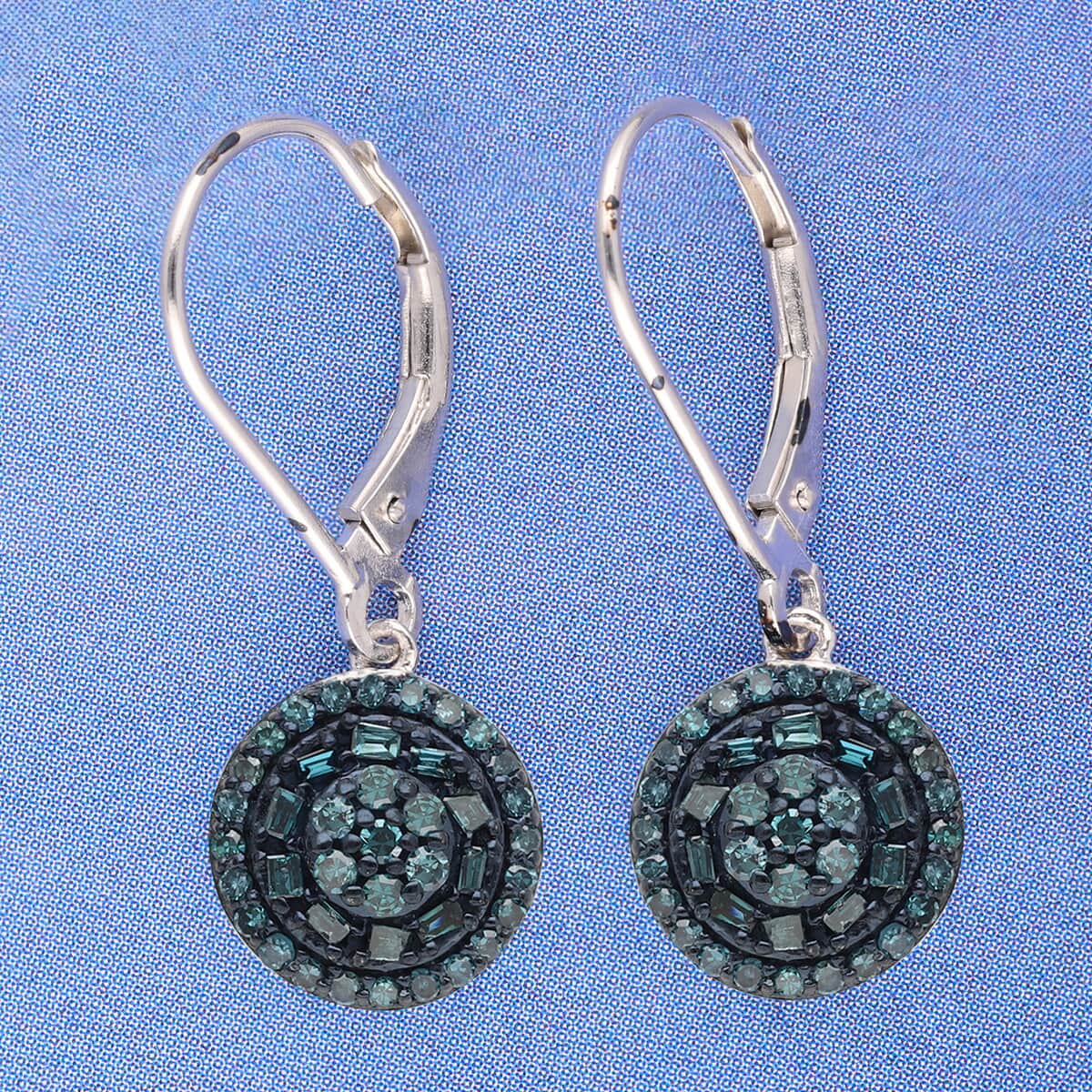 Venice Blue Diamond I1-I2 Cocktail Earrings in Rhodium and Platinum Over Sterling Silver 0.50 ctw image number 1