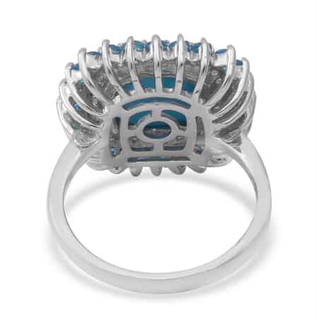 AMERICAN Natural Sleeping Beauty Turquoise, Multi Gemstone Cocktail Ring in Platinum Over Sterling Silver (Size 10.0) 6.25 ctw image number 3