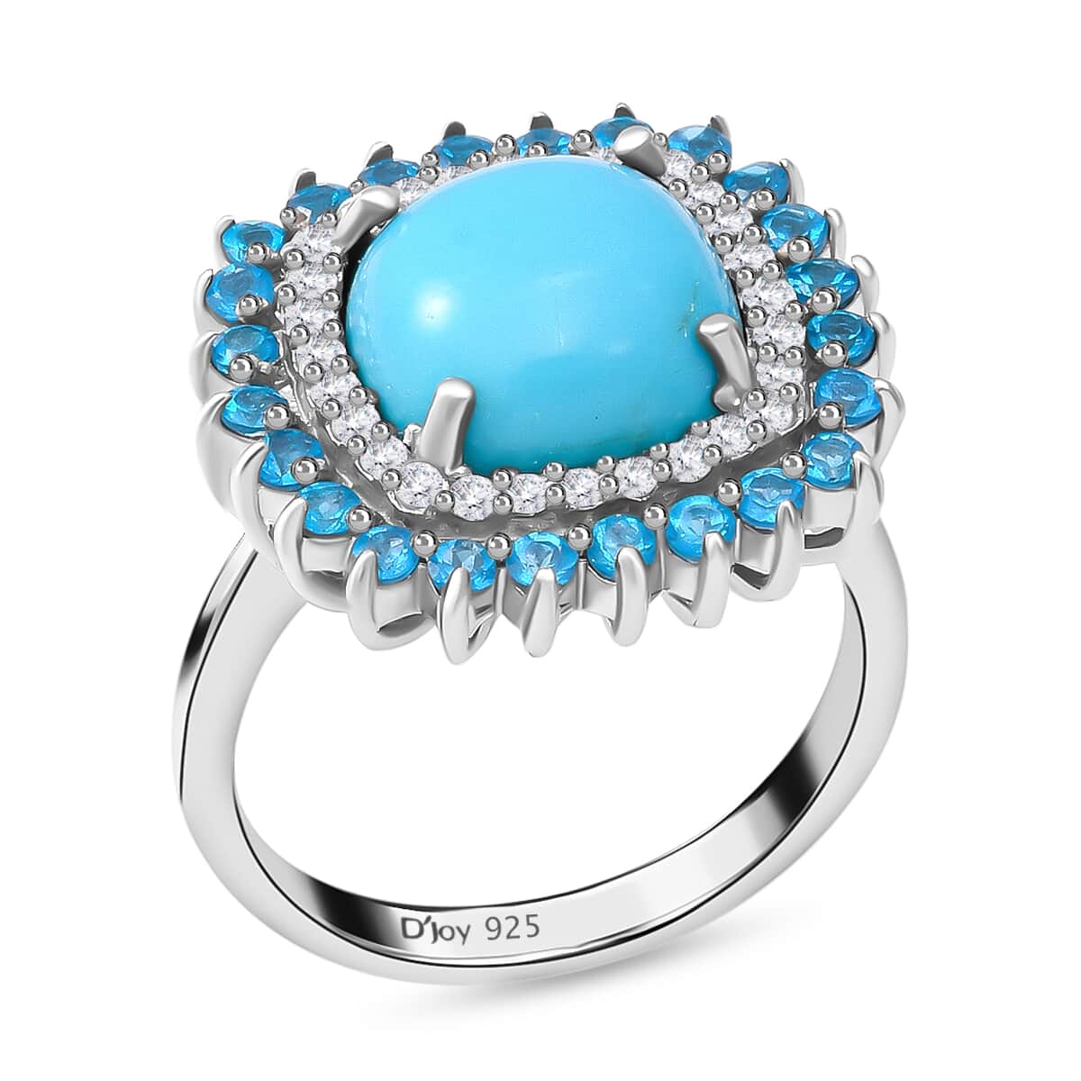 Sleeping Beauty Turquoise and Multi Gemstone Cocktail Ring in Platinum Over Sterling Silver (Size 8.0) 6.25 ctw image number 2