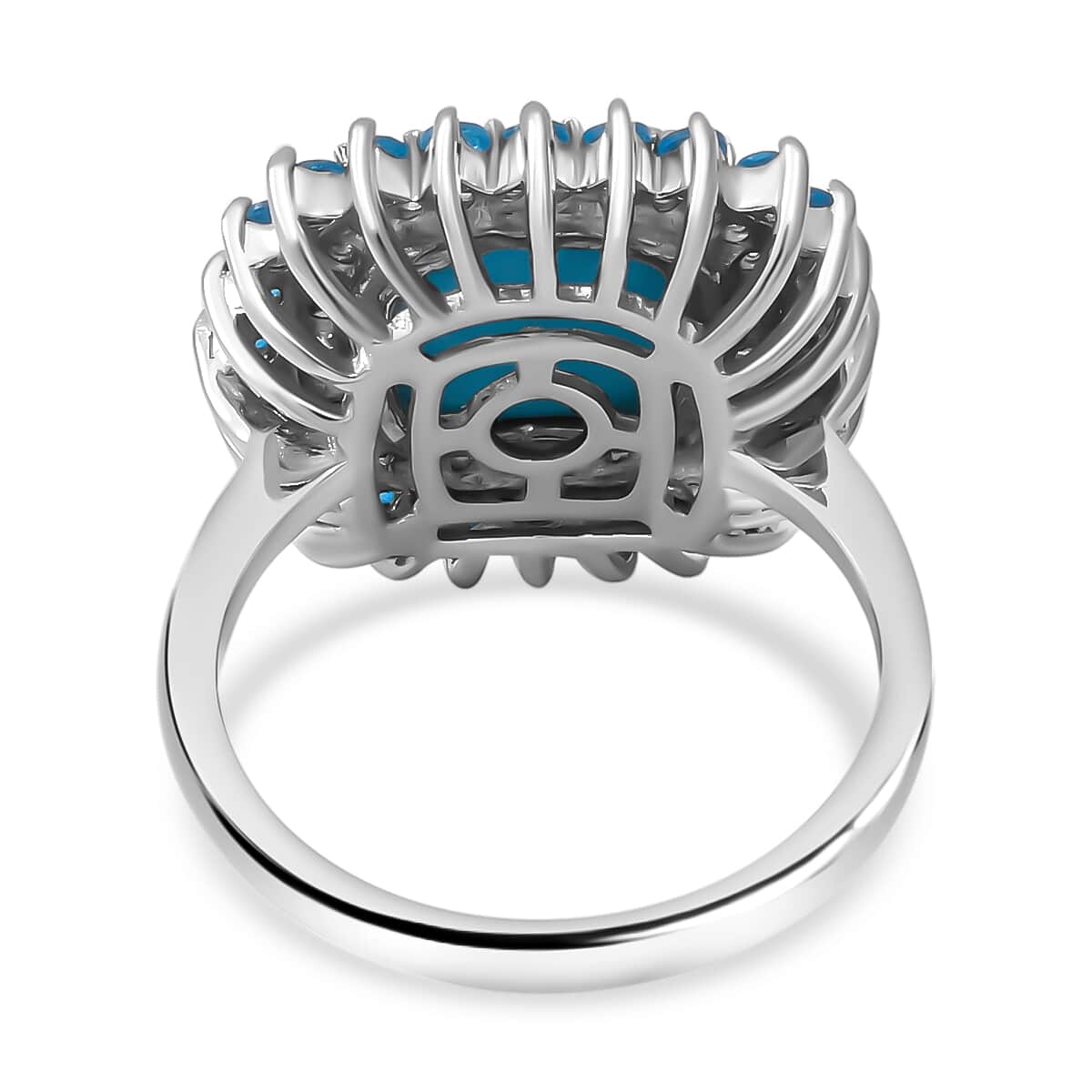 Sleeping Beauty Turquoise and Multi Gemstone Cocktail Ring in Platinum Over Sterling Silver (Size 8.0) 6.25 ctw image number 3
