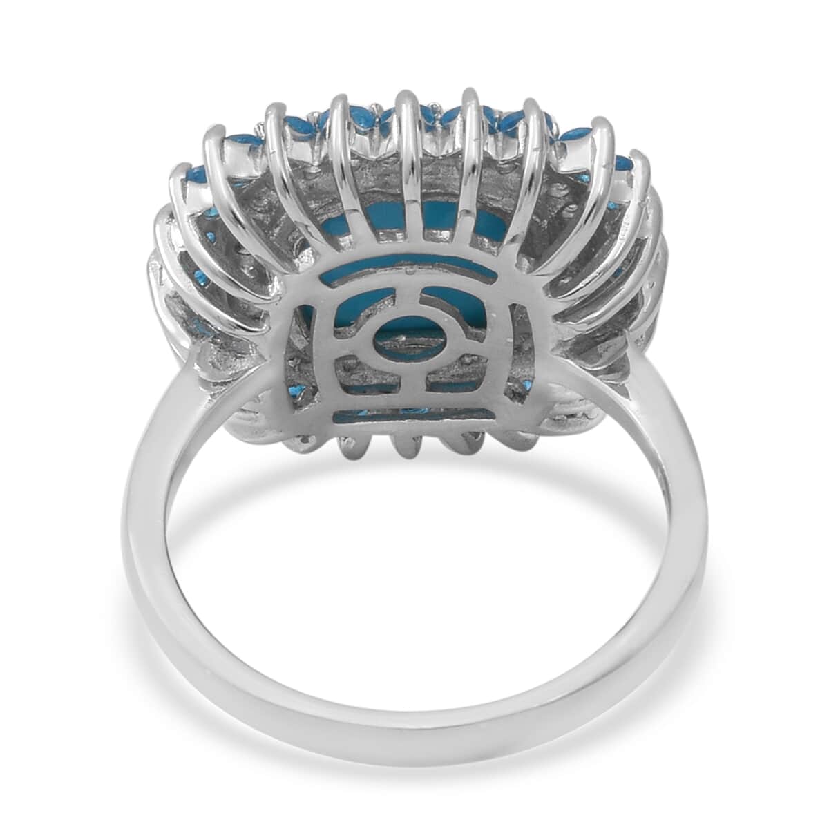 Sleeping Beauty Turquoise and Multi Gemstone Cocktail Ring in Platinum Over Sterling Silver (Size 9.0) 6.25 ctw image number 3