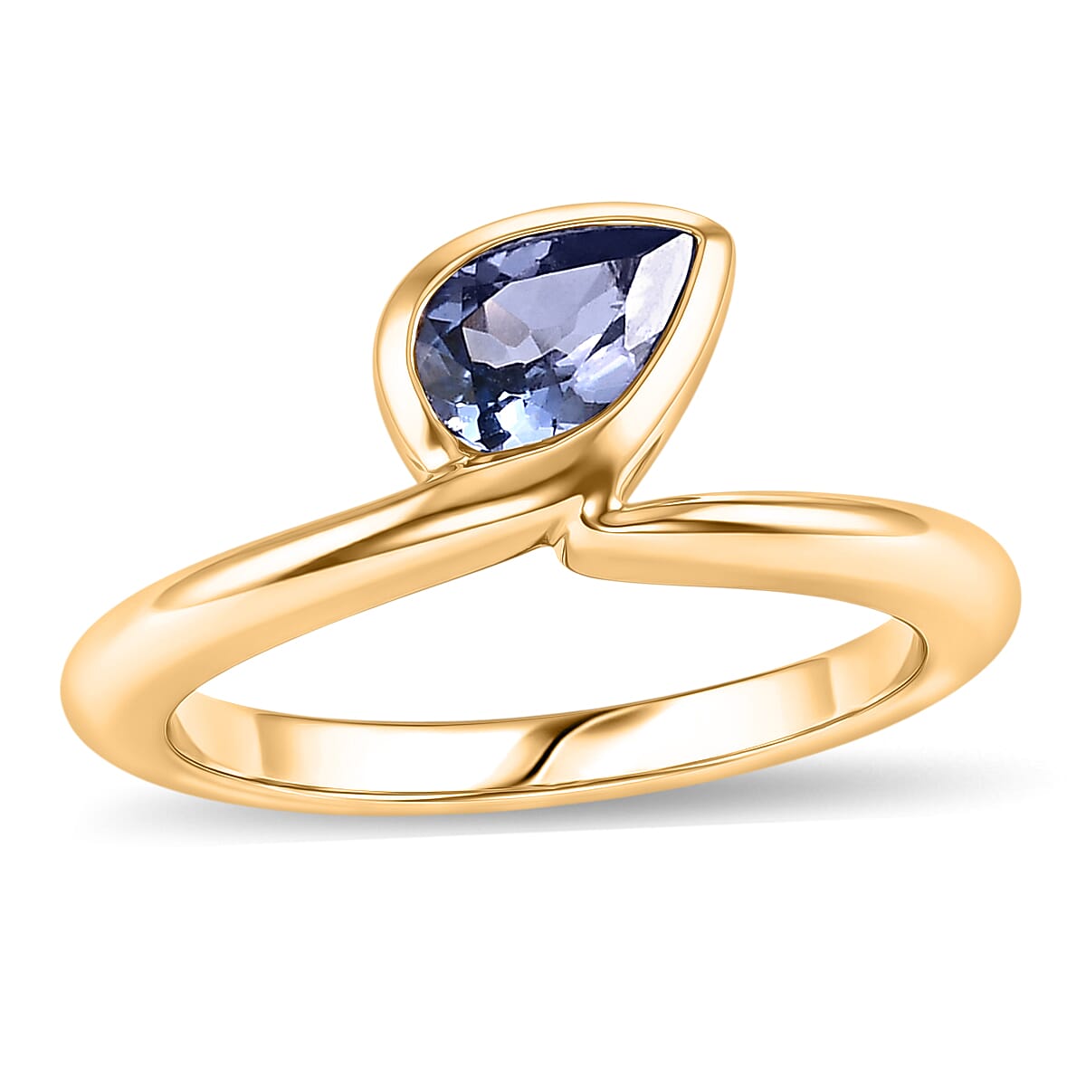 Tanzanite 0.70 ctw Bypass Ring in Vermeil Yellow Gold Over Sterling Silver (Size 11.5)