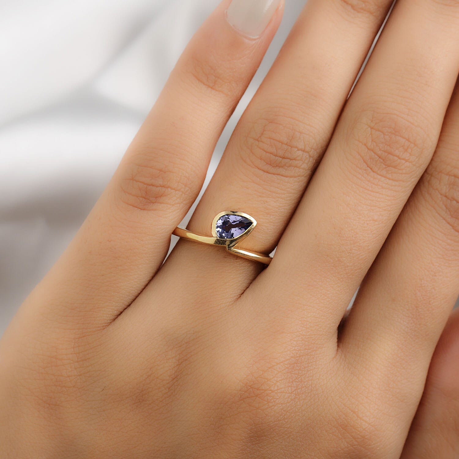 Tanzanite 0.70 ctw Bypass Ring in Vermeil Yellow Gold Over Sterling Silver (Size 11.5)