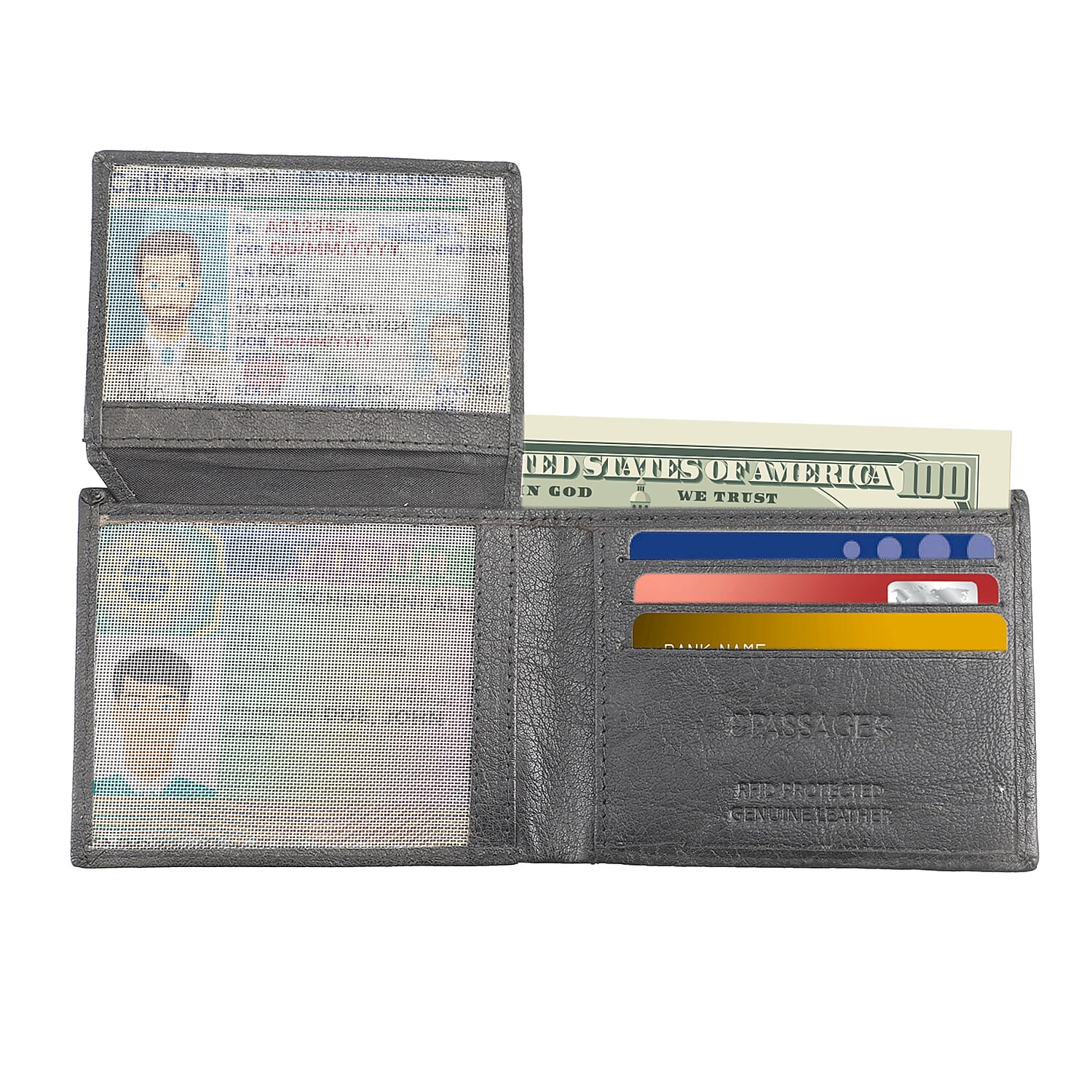 Passage Black Genuine Leather RFID Bi-Fold Men's Wallet