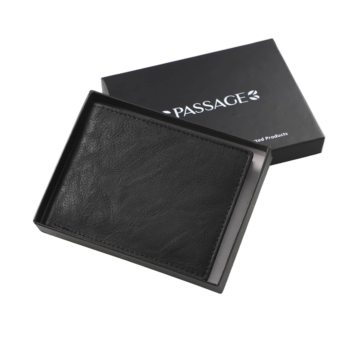 Black Genuine Leather RFID Men's Wallet (8.5"x3.5") image number 6
