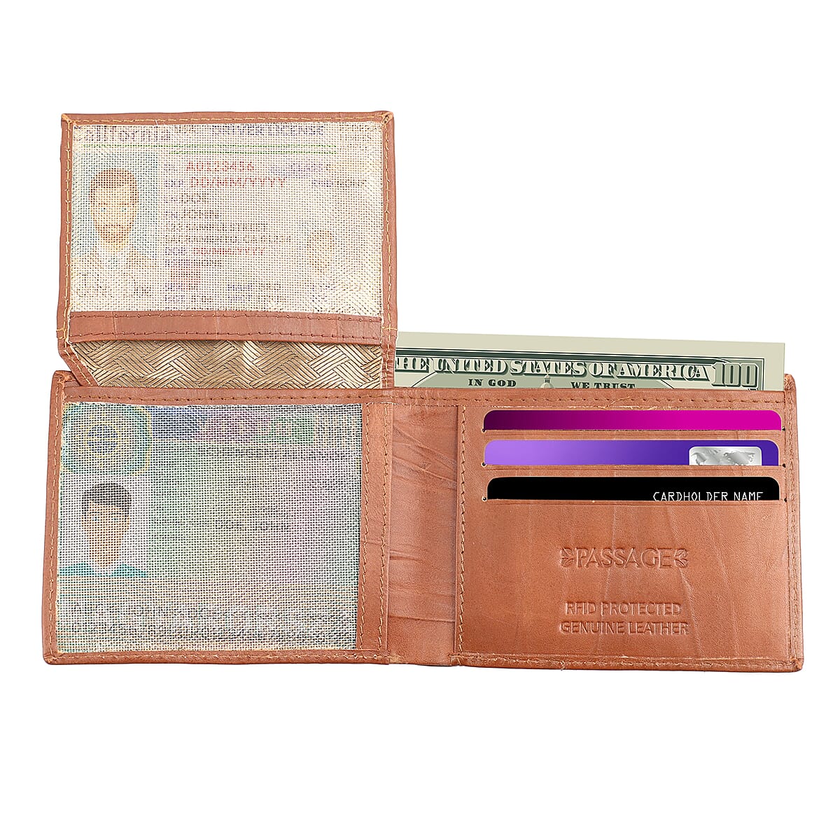 Passage Cognac Genuine Leather RFID Bi-Fold Men's Wallet image number 4