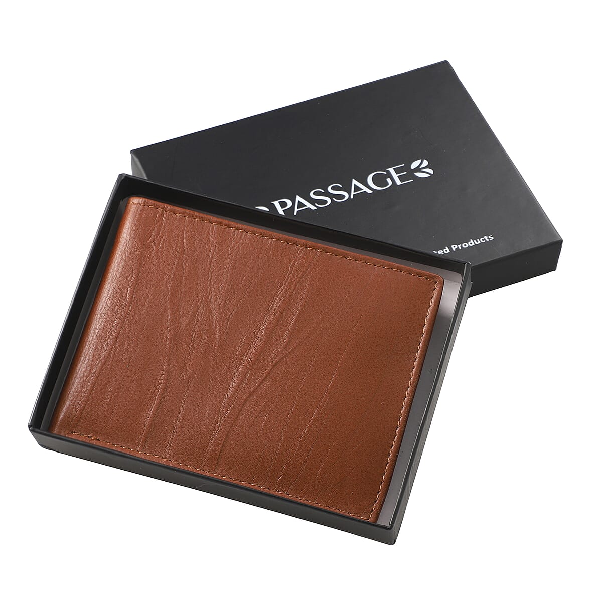 Passage Cognac Genuine Leather RFID Bi-Fold Men's Wallet image number 6