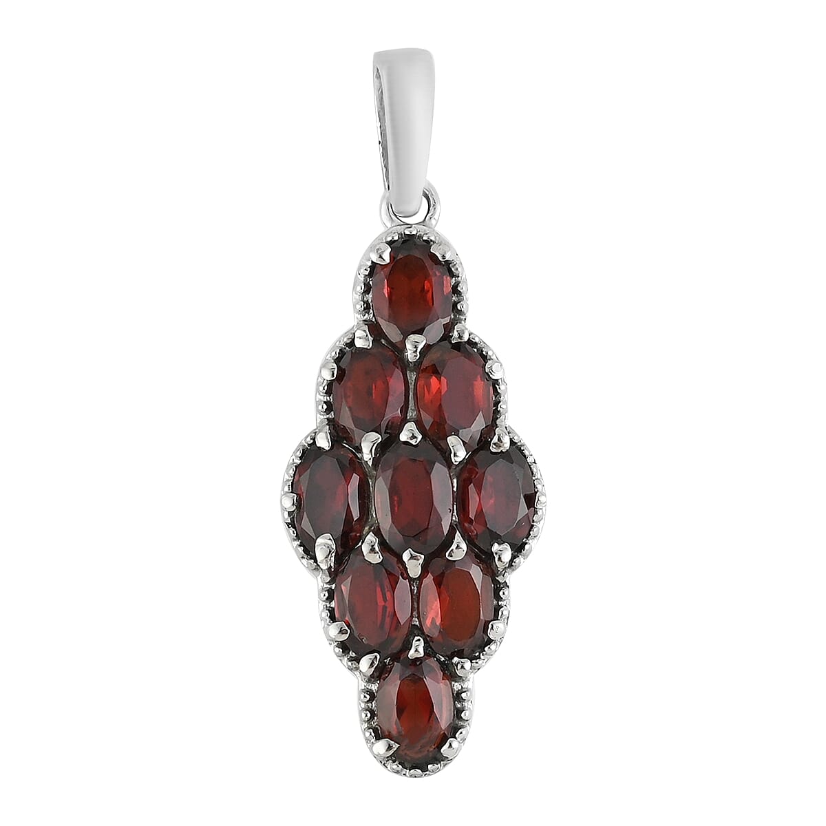 Mozambique Garnet Elongated Pendant in Stainless Steel 5.00 ctw image number 0