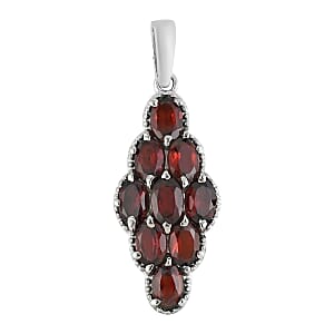 Mozambique Garnet Elongated Pendant in Stainless Steel 5.00 ctw