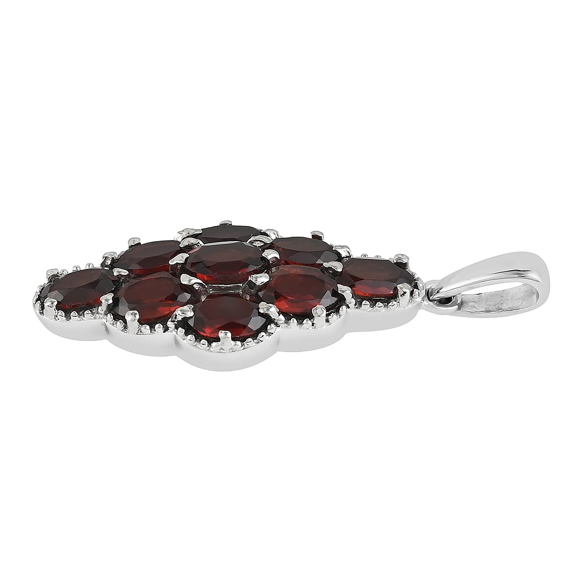 Mozambique Garnet Elongated Pendant in Stainless Steel 5.00 ctw image number 2