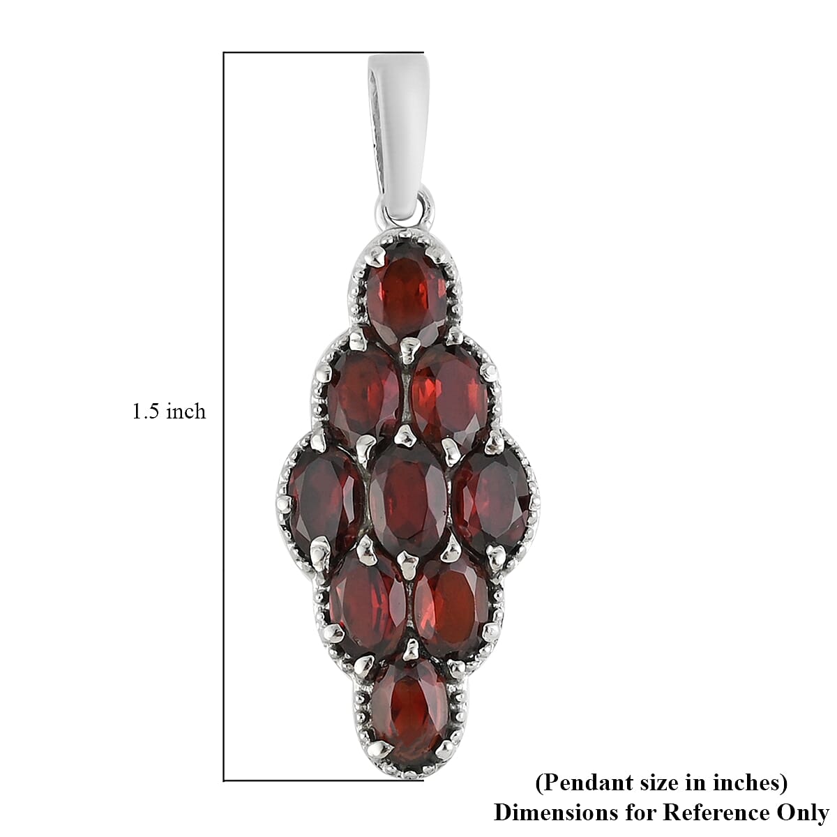 Mozambique Garnet Elongated Pendant in Stainless Steel 5.00 ctw image number 3