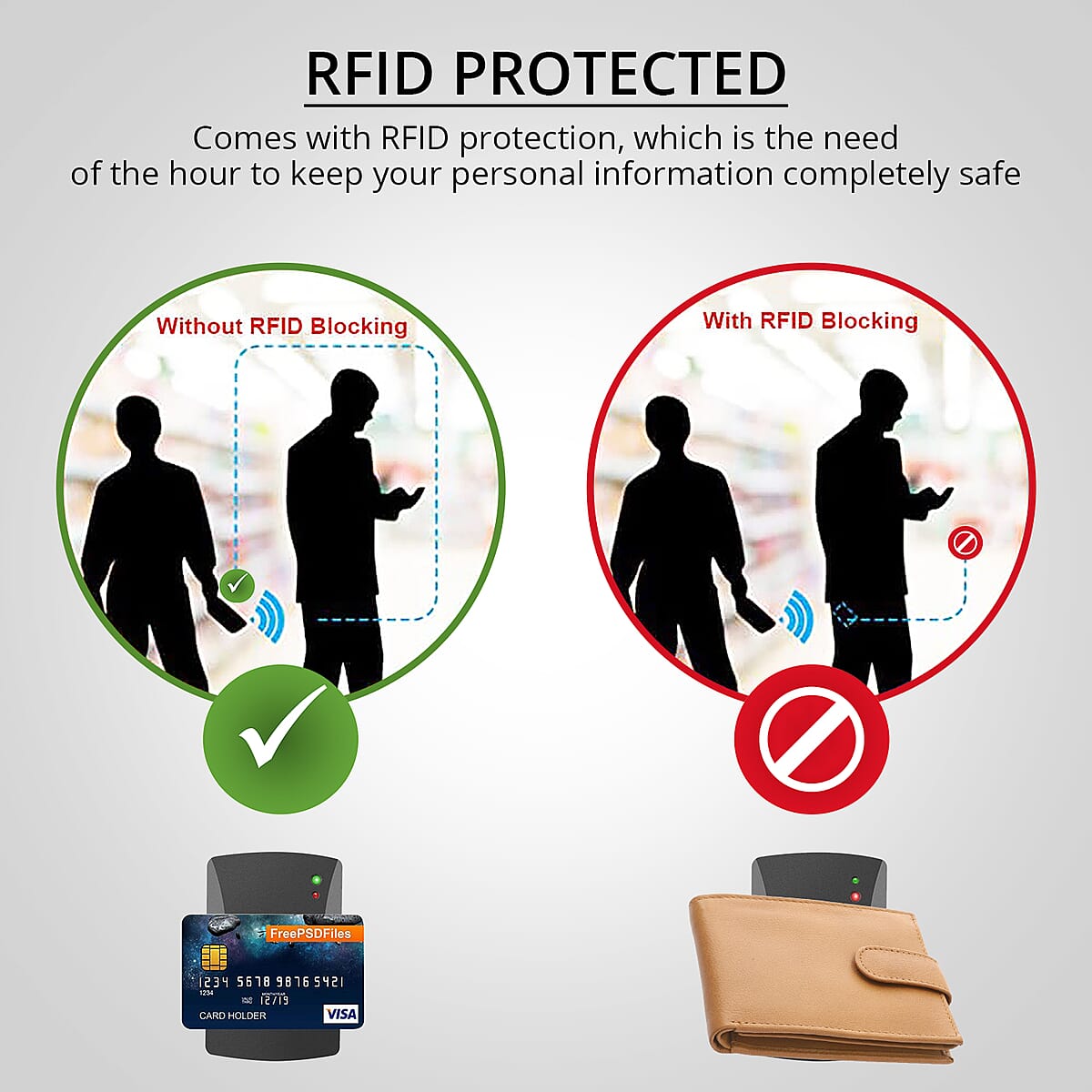 Passage Tan Genuine Leather RFID Bi-Fold Men's Wallet with Snap Closure image number 1