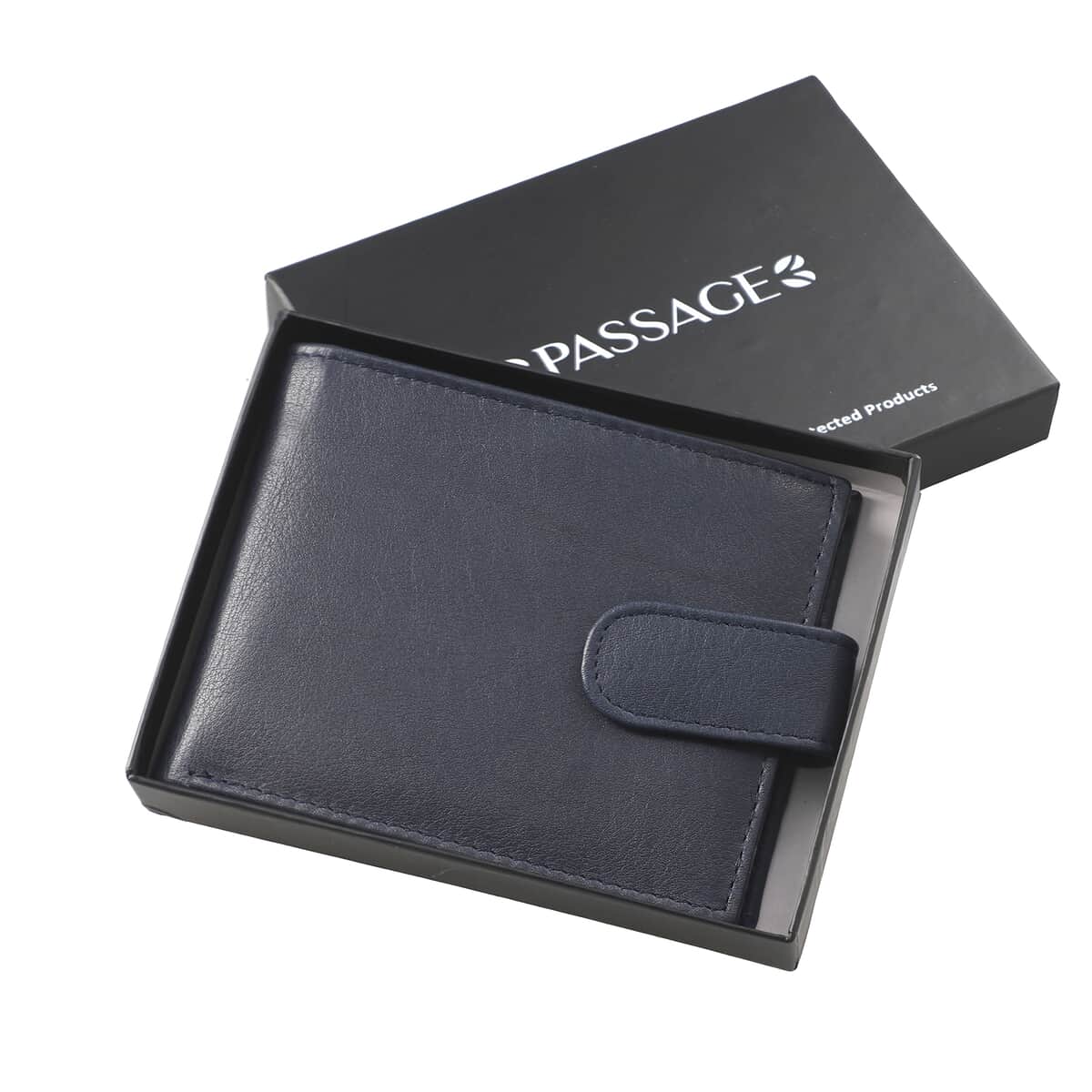 Passage Navy Genuine Leather RFID Bi-Fold Men's Wallet with Snap Closure image number 5