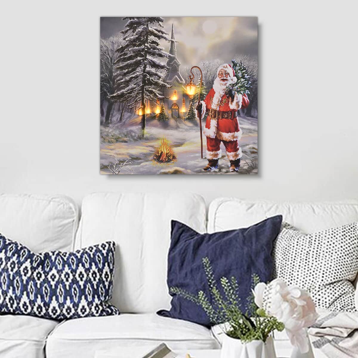 Homesmart Multi Color Canvas 6-LED Santa Claus Painting (2xAA Battery Not Included) image number 1