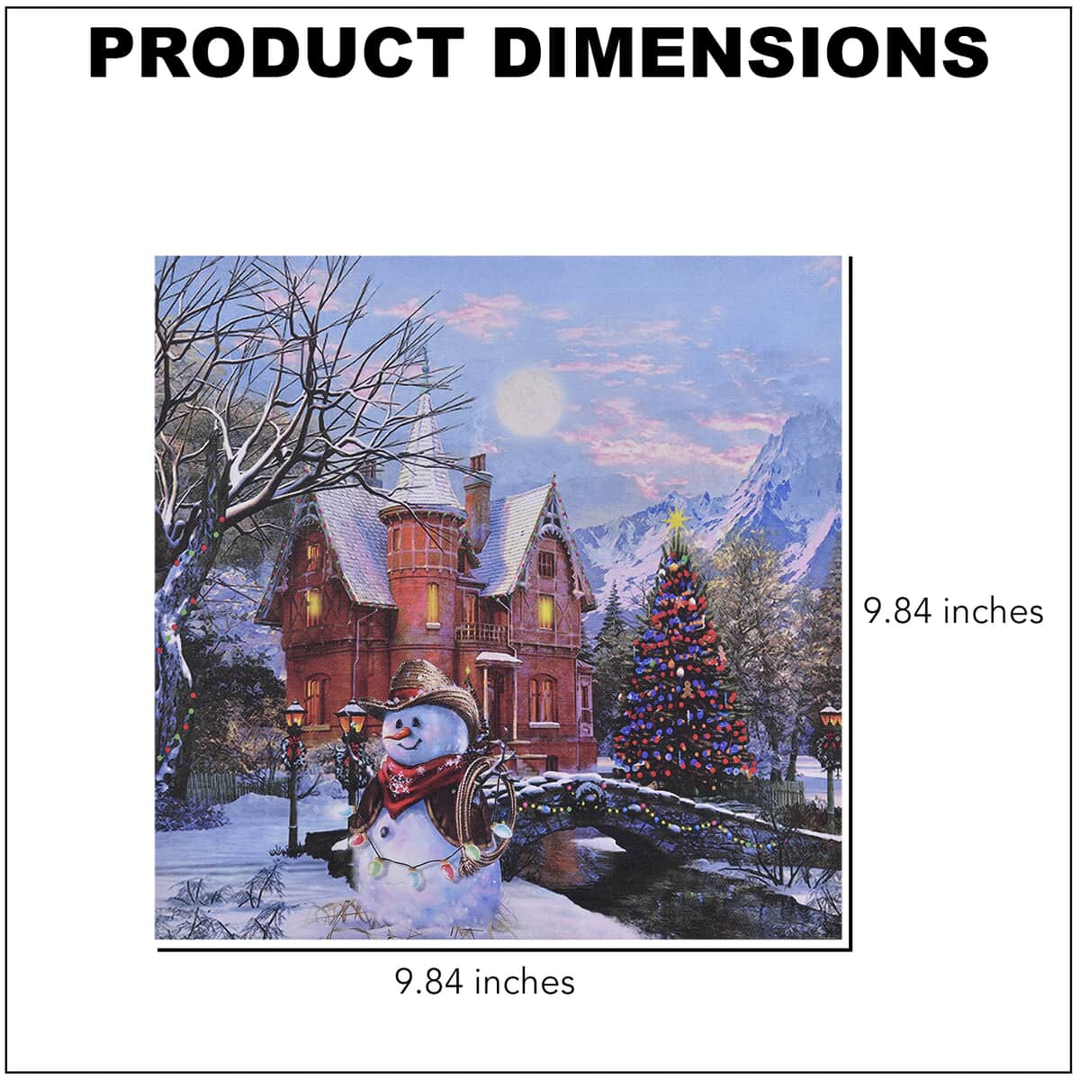 HOMESMART Multi Color Canvas 5-LED Snowman and House Painting (9.84"x0.019"x9.84") (2xAA Battery Not Included) image number 3