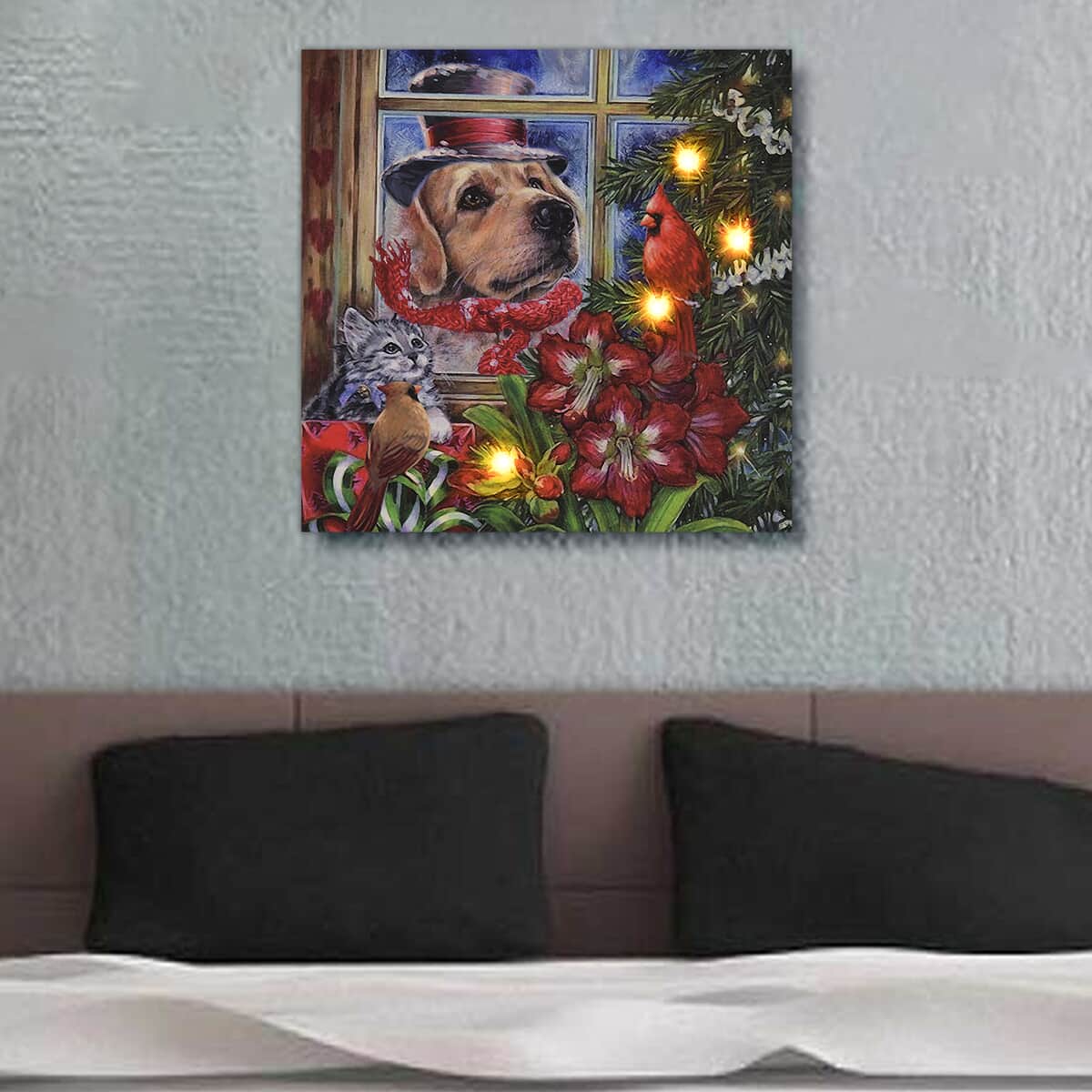Homesmart Multi Color Canvas 4-LED Dog Painting (2xAA Battery Not Included) image number 1