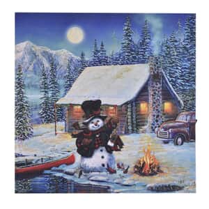 HOMESMART Multi Color Canvas 4-LED Train Christmas Painting (2xAA Battery Not Included)