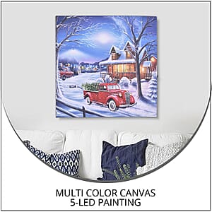 Homesmart Multi Color Canvas 5-LED Car and snow House Painting (2xAA Battery Not Included)