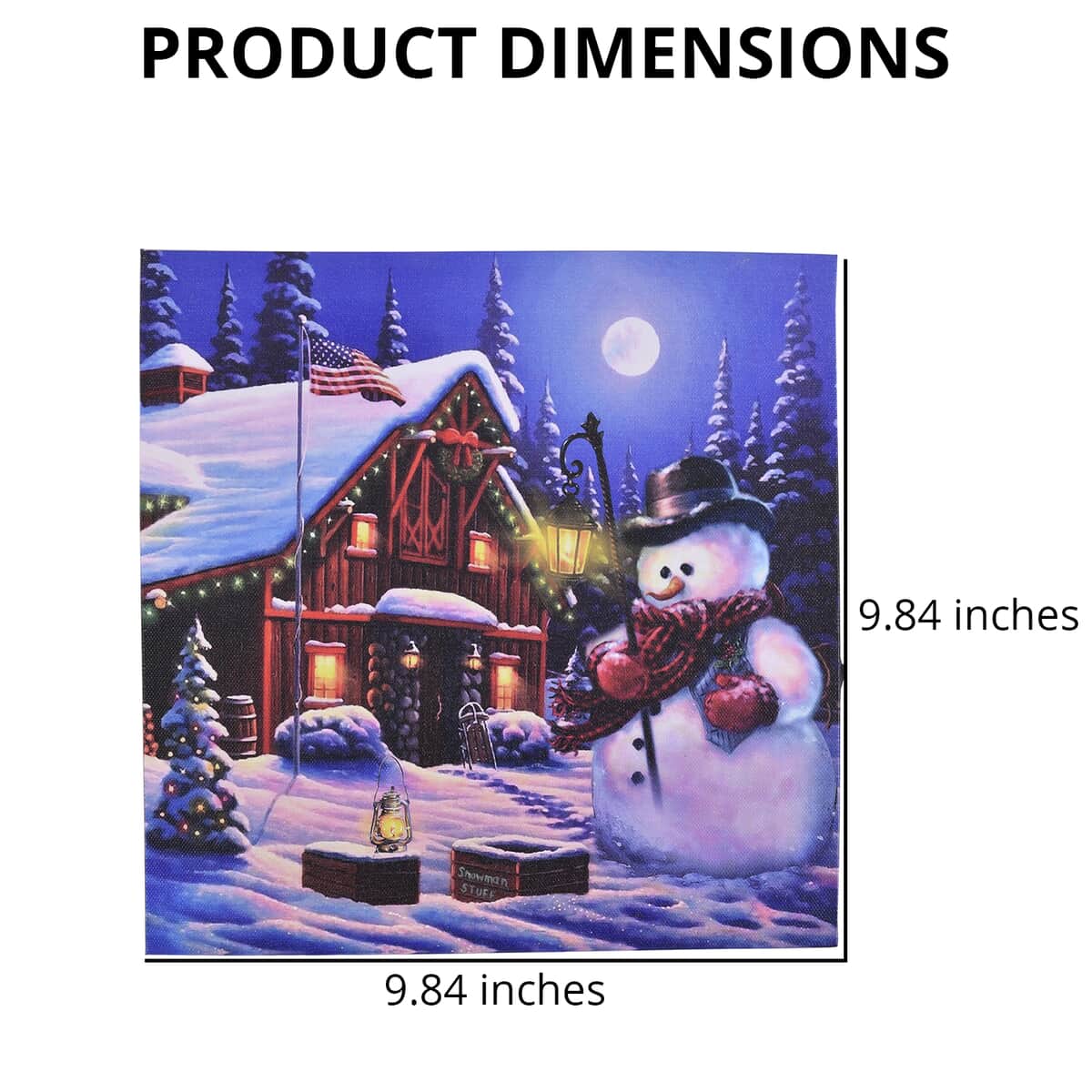 Homesmart Multi Color Canvas 4-LED Snowman with Lantern Painting (2xAA Battery Not Included) image number 3