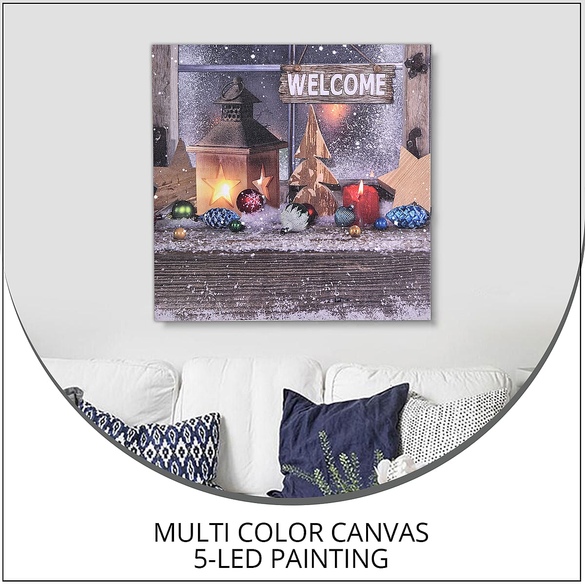 Homesmart Multi Color Canvas 5-LED Star Lantern and Welcome Bord Painting (2xAA Battery Not Included) image number 1
