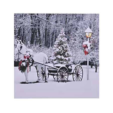 Homesmart Multi Color Canvas 4-LED Christmas Carriage Painting (2xAA Battery Not Included) image number 0