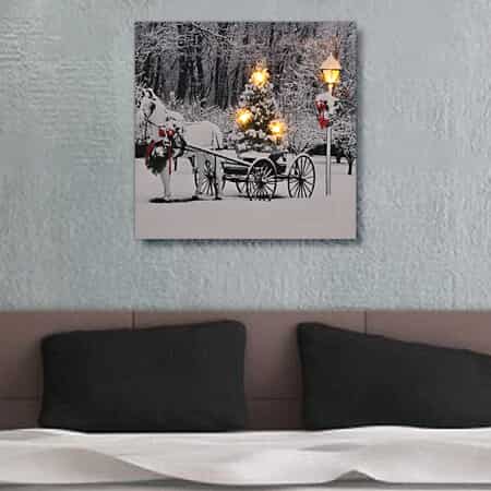 Homesmart Multi Color Canvas 4-LED Christmas Carriage Painting (2xAA Battery Not Included) image number 1