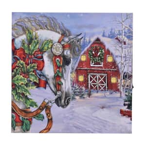 HOMESMART Multi Color Canvas 6-LED Lovely Puppies and Christmas Tree Painting (9.84"x0.019"x9.84") (2xAA Battery Not Included)