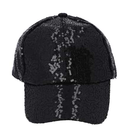 Black Color Sequin Baseball Cap | Designer Baseball Sun Cap | Outdoor Polyester Cap image number 0