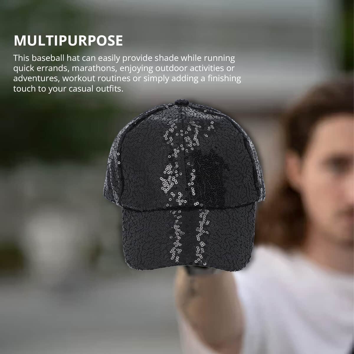 Black Color Sequince Baseball Cap image number 1