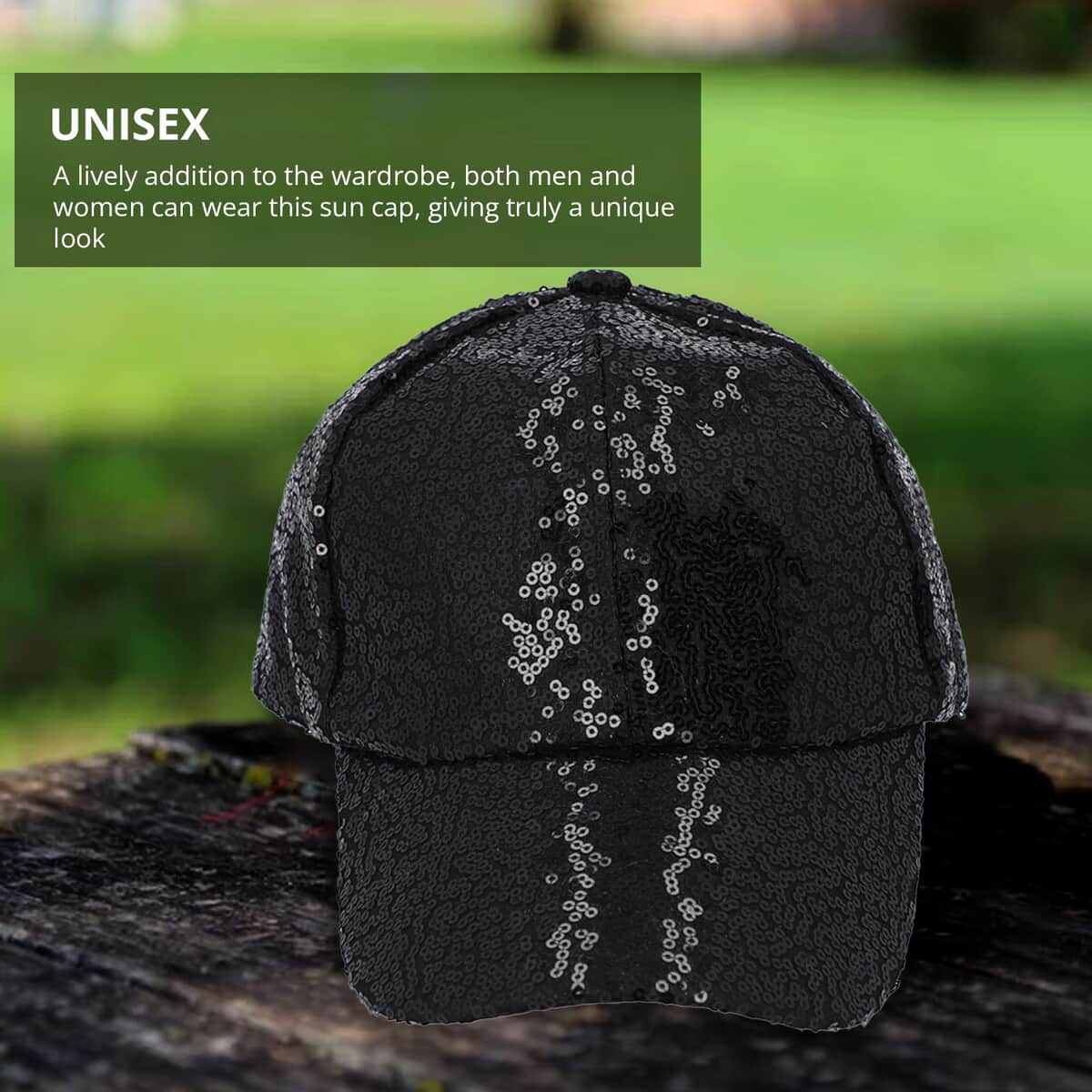 Black Color Sequince Baseball Cap image number 2